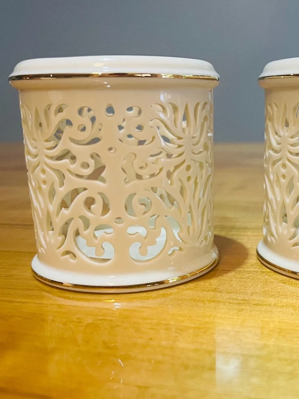 Vintage Lenox Illuminations Porcelain Candle Holders x 2
